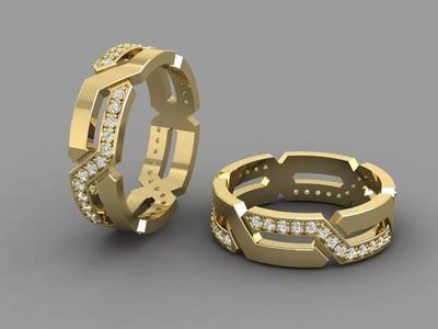 Braided style band ring with diamonds