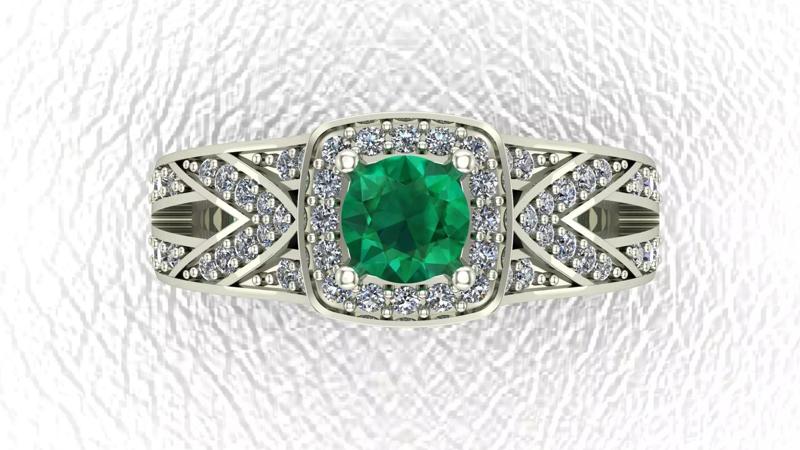 Beautiful Round Emerald Engagement Ring 3d model 3d print model