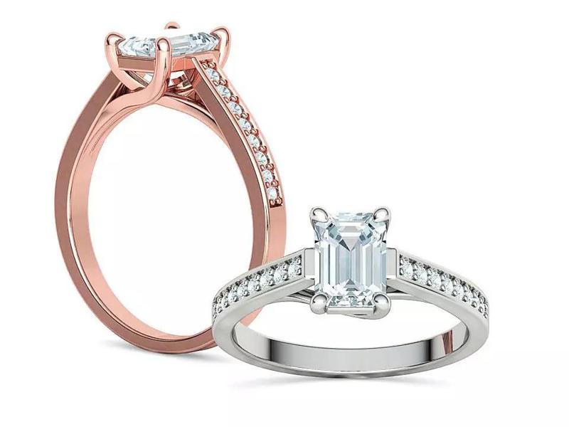 Bespoke Engagement Trellis Ring 1CT 7x5 Emerald Stone 3Dmodel