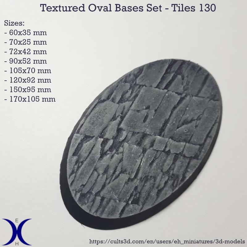 Oval Bases Set – Tiles 130 Texture (60–170MM) | Perfect For Tabletop Wargames & RPG's