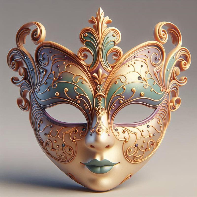 2170 Venetian Carnival Mask Color 3D Model, magic, dragon, serpent, mask, gnome, gorgon, venetian carnival, wild, fox, monster, cat, fair, witch, werewolf, horror, beast, snake, troll, skeleton dance