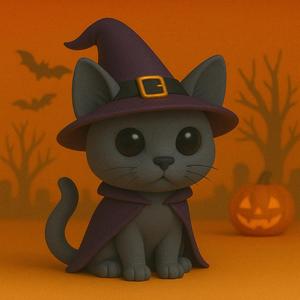 British Cat Halloween Sorcerer Cat POP -STL