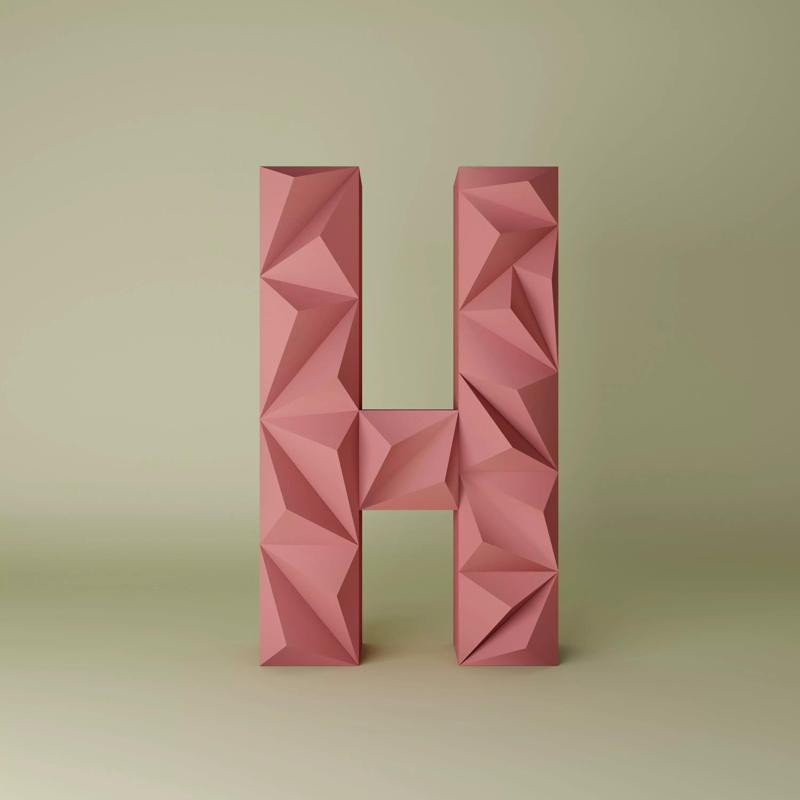 3D letter Low poly origami geometric