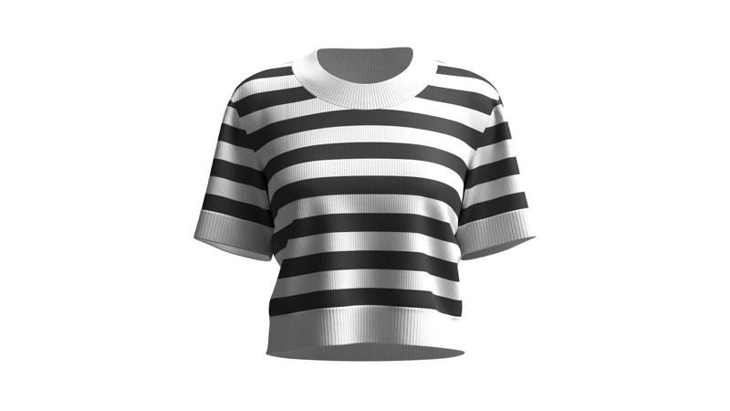 Girls Cropped Striped Sweater | Marvelous / Clo3d / obj / fbx