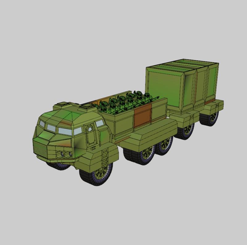 Military truck with trailer and accessories