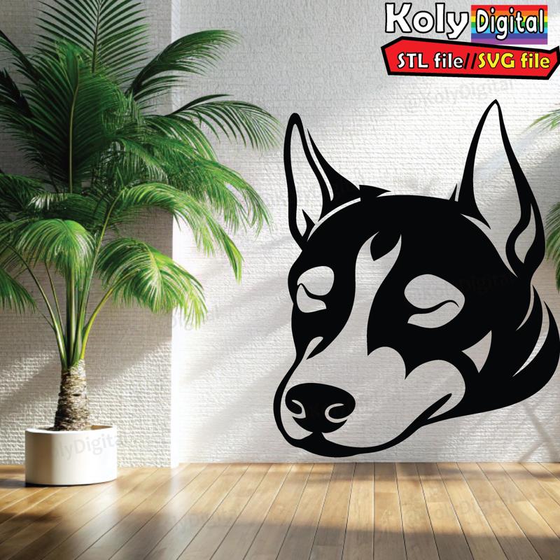 Doberman dog wall art  svg,stl