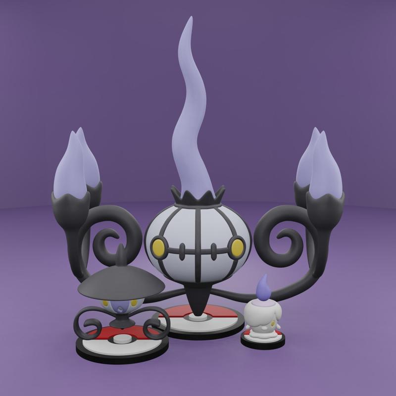 Pokemon No. 607-609 Litwick, Lampent, Chandelure
