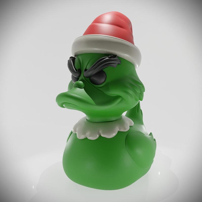 BATHTUB DUCK FIGURINE WITH GRINCH DESIGN