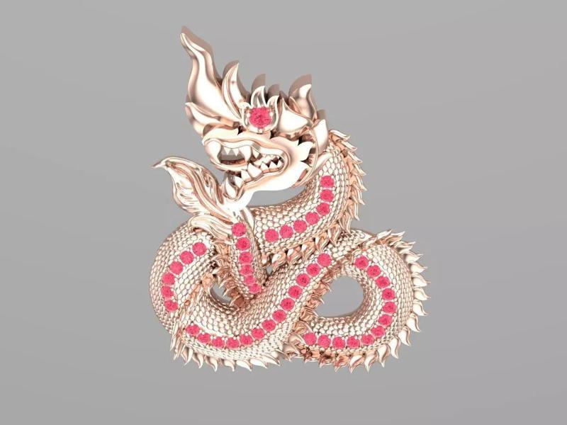 Naga khmer Pendants Gold Dragon Cambodia Naga 3D print model