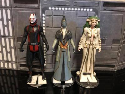 STAR WARS THE ONES, THE FATHER, SON AND DAUGHTER CUSTOM VINTAGE ACTION FIGURE SET OF THREE, THE CLONE WARS ANIMATED, 3.75", 6", COMIC BOOK, JEDI, SITH, 5 POA, 1/18, 1/6