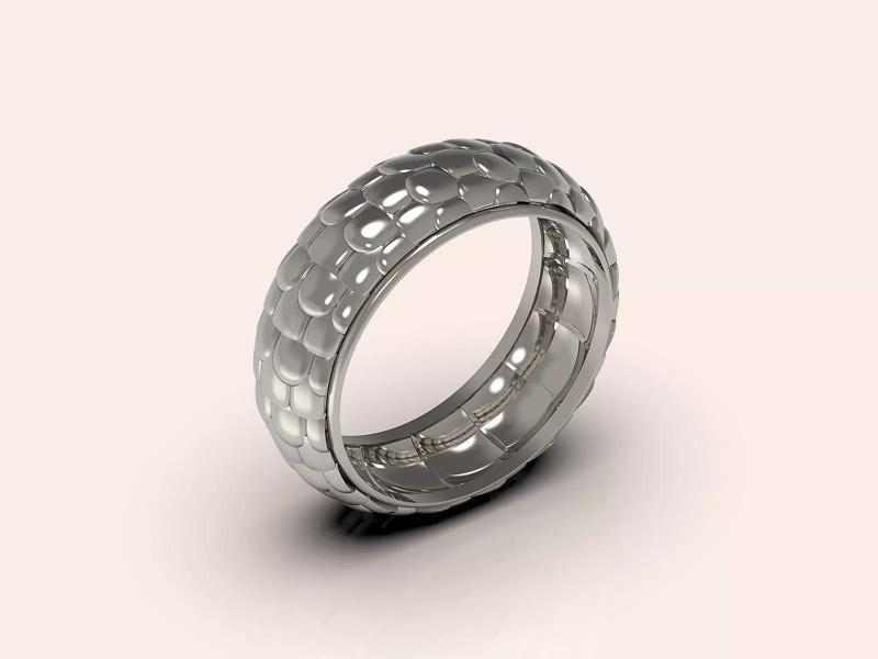 Snake skin ring sterling gold printable jewelry 3D model