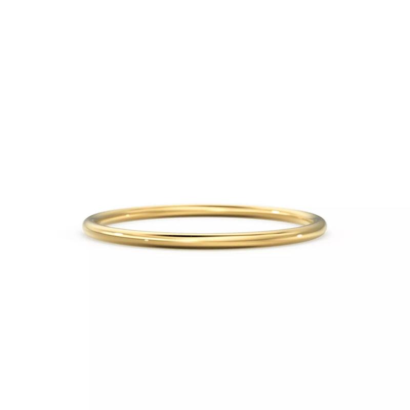 Solid Gold Wedding Band 1mm Width Stacking Minimalist Ring