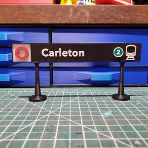 OCTranspo Transit - O Train light rail station signs, Ottawa Canada - Carleton