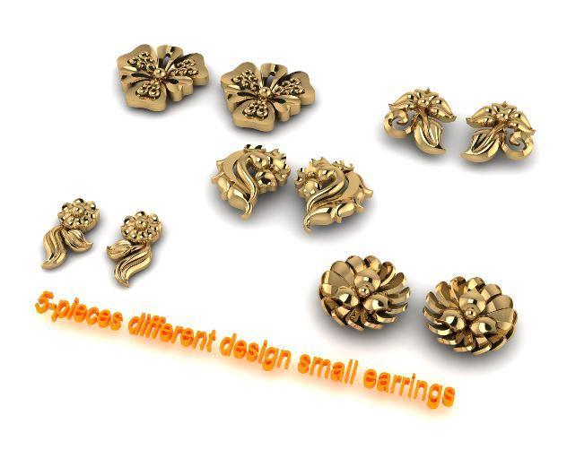 5-pieces plain gold earring 3dm.