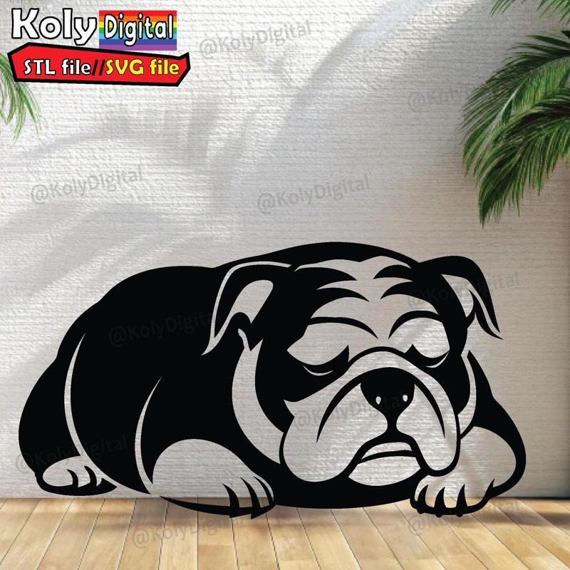 bull dog sleeping wall art