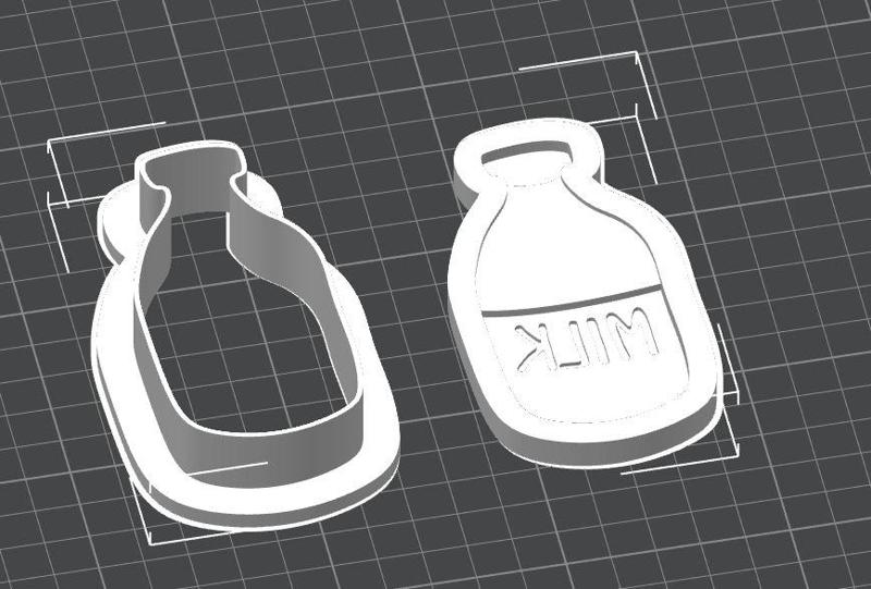 Bottle of Milk Cookie Cutter and Debosser