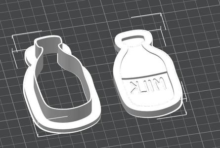 Bottle of Milk Cookie Cutter and Debosser