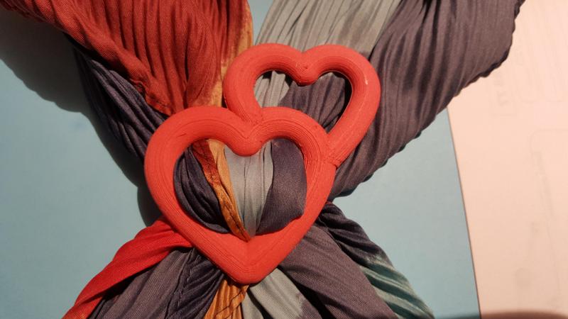 Scarf buckle 2 Hearts Valentine's Day