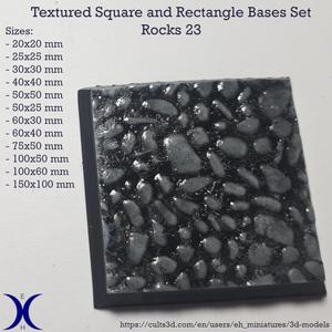 Square and Rectangle Bases Set – Rocks 23 Texture (20–150mm) | Perfect for Tabletop Wargames & RPG's