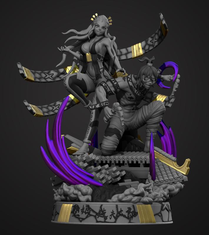 Gyutaro and Daki - Demon Slayer - 3d PRINT MODEL