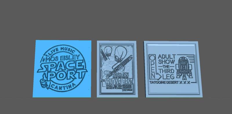 STAR WARS  SET 2 ADVERTS X3 LITHOPHANE FOR LEGION OR FOR HANGING ON WALL