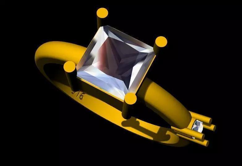 princess cut moissanite engagement ring  3dm file