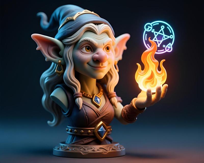 Fantasy Sorceress 100mm Bust: Detailed Portrait