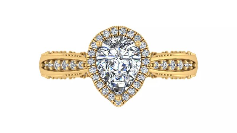 Pear-Cut Blue Gemstone Engagement Ring