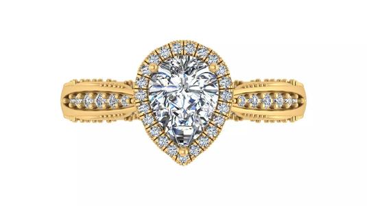 Pear-Cut Blue Gemstone Engagement Ring