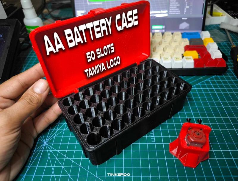 AA Battery Case (50 Slots) With Tamiya Logo