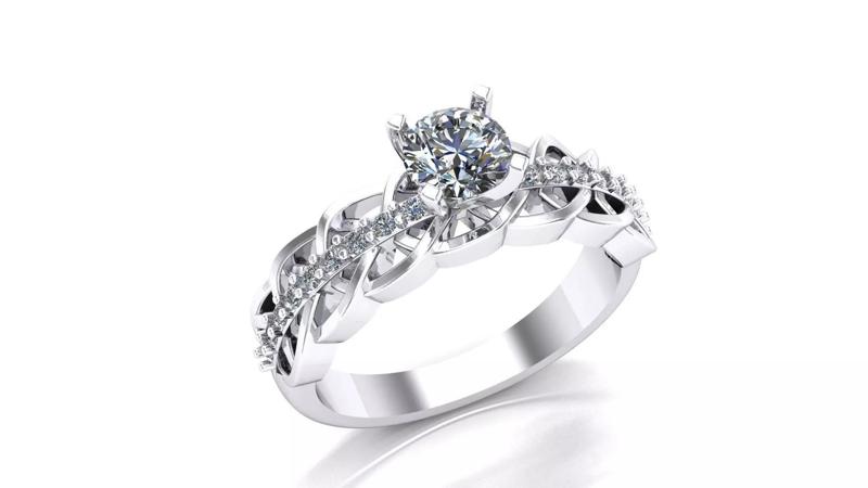 Arabesque twisted ring with stones