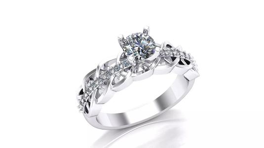 Arabesque twisted ring with stones