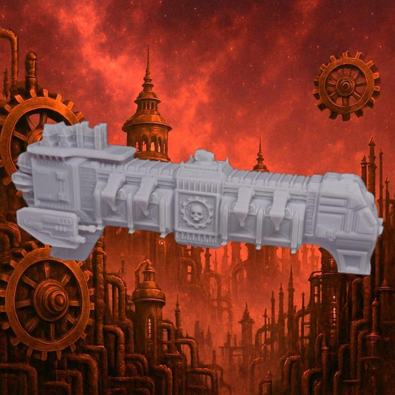 AdMech anized Cargo Ship – Industrial Sci-Fi Freighter STL for 3D Printing