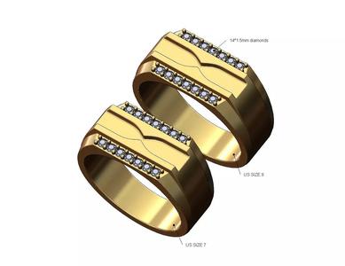 Diamond brand engraving stepped signet ring US sizes 7 8