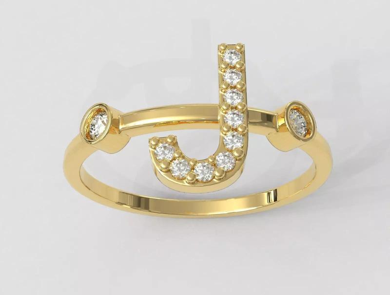 Diamond Letter Ring - J