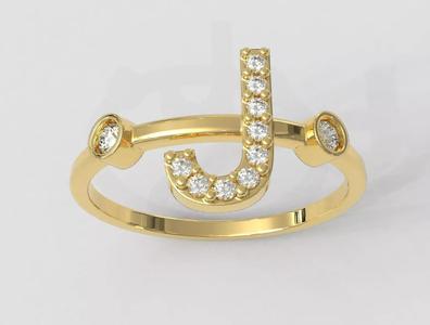 Diamond Letter Ring - J