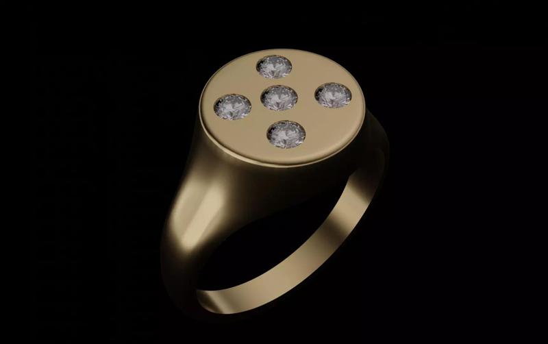 diamond scatter signet pinky ring US size 8