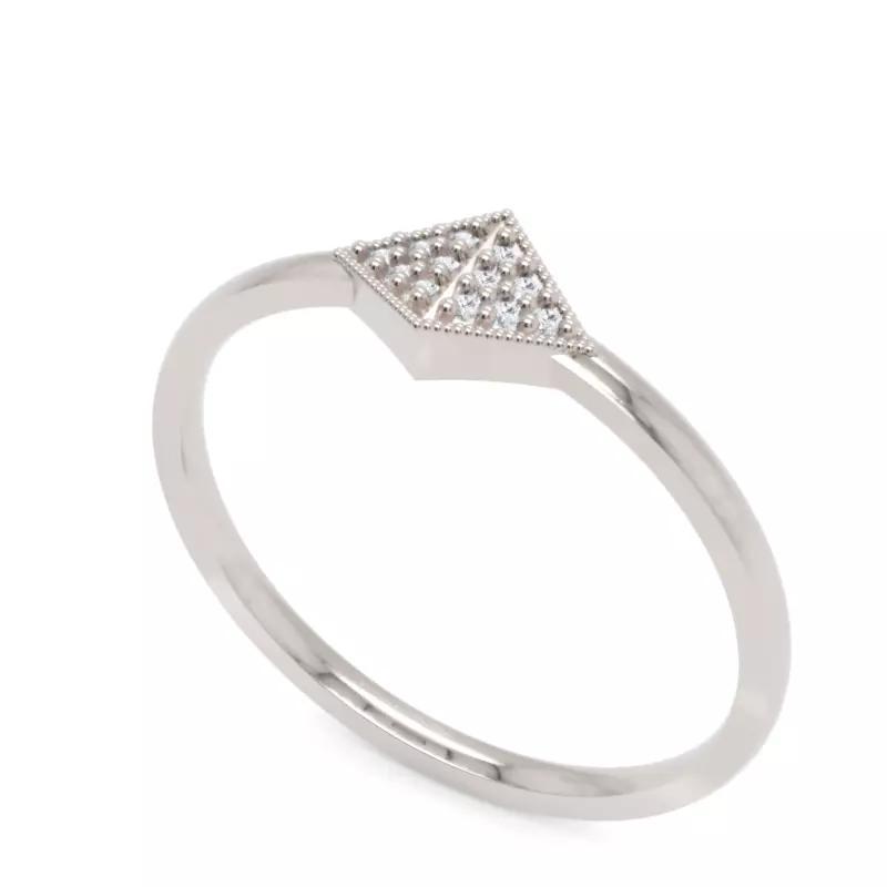 Geometric Pave Diamond Ring with Modern Square Setting