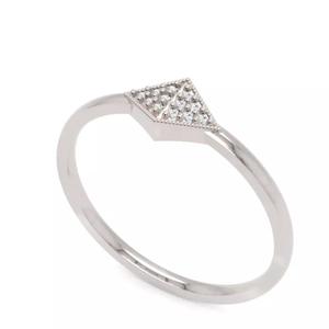 Geometric Pave Diamond Ring with Modern Square Setting
