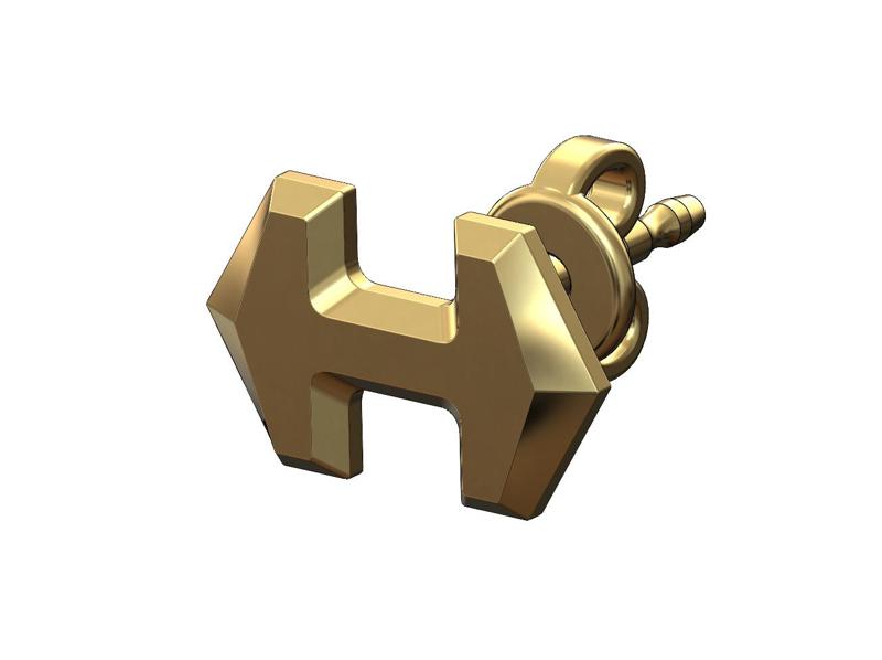 Hermes Super H logo stud earring 3D print model