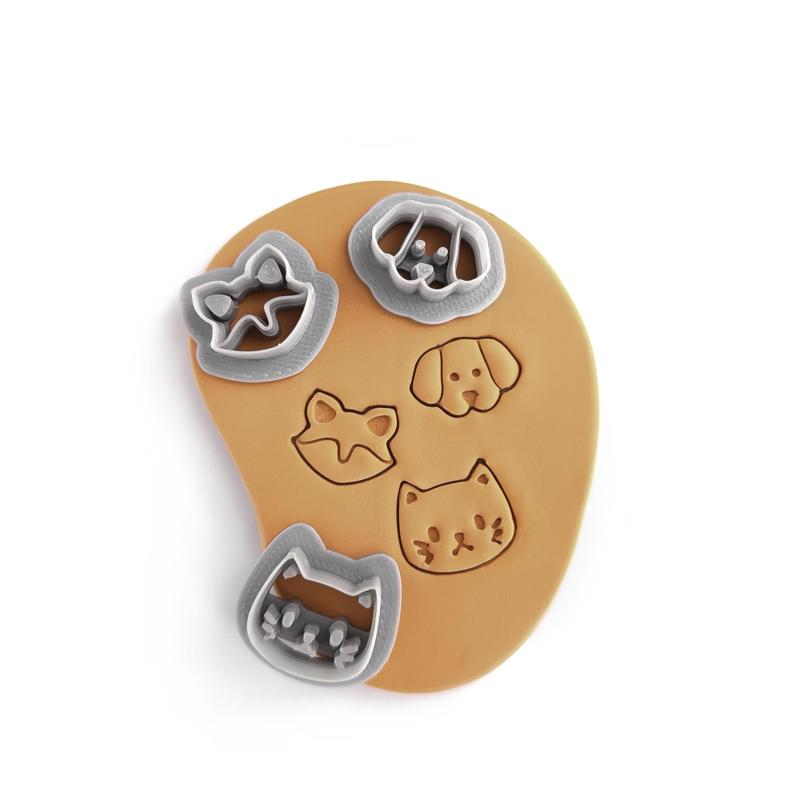 Cat, Dog and Fox Face Polymer Clay Cutters