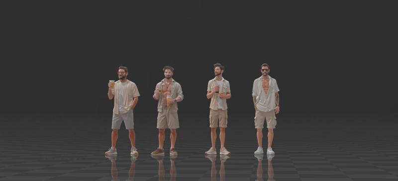 🏖️ 4 PACK Beach Party | Beach Party 1/64 Male Figures - Ideal for dioramas 🏖️