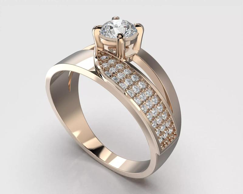 Printable jewelry ring with stone 5mm 05ct- STL ready to print