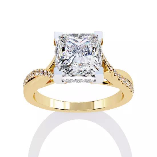 Printable 3D jewelry model of Solitaire Lady Ring with Diamond