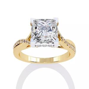 Printable 3D jewelry model of Solitaire Lady Ring with Diamond