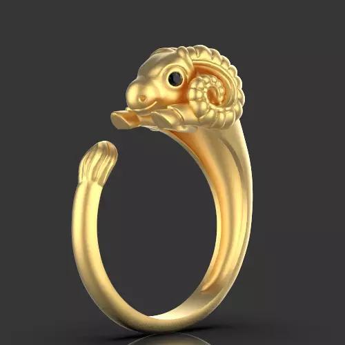 ram sheep ring Silver Gold  Print