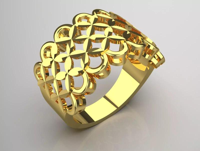 Yellow gold ring with floral design model gr0103