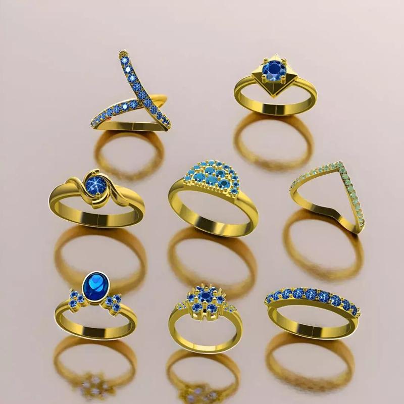 Gold Ring With Gemstone Set Combo Collection