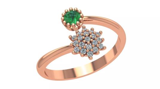 Emerald High Jewelry Cocktail Ring 3dm stl renders details