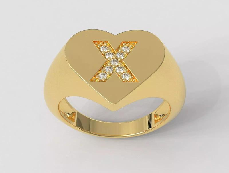 Heart Letter Ring - X